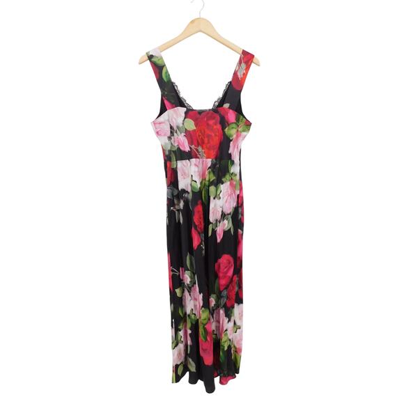 Jade by Johnny Was Black Joyelle Floral Slip Silk Blend Midi Dress Size Medium - Picture 3 of 5